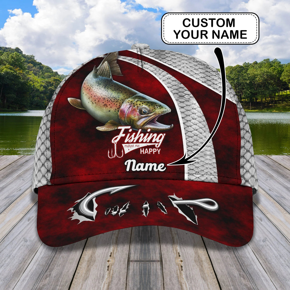 Steelhead  Fishing- Personalize Name Cap  - Loop - Ntp-245 FISH0280