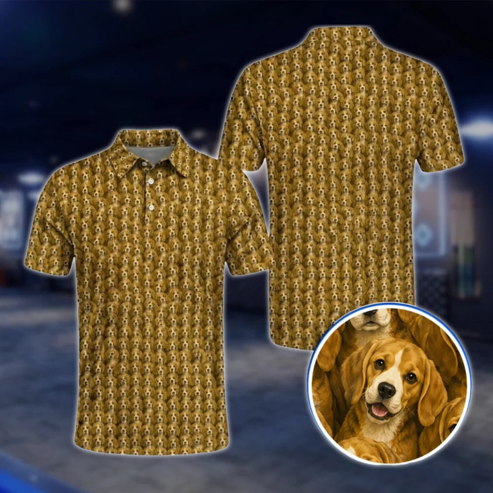 Beagle Golf Polo Shirt For Men Yellow, Beagle Dog Lover Golf Shirt GOF0036