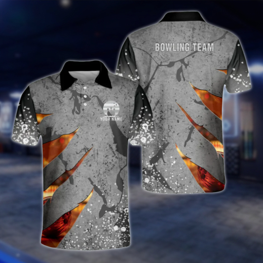 Custom Team Grey Bowling Polo Shirts For Men, Custom Bowling Shirts BM0311 BOW0442