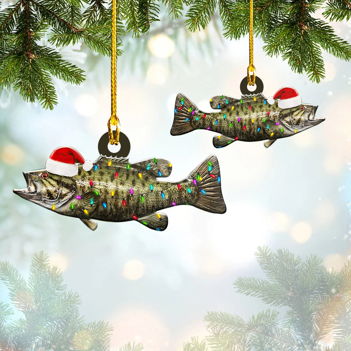 Smallmouth Bass Fishing - Shaped Ornament - 536 ORN0062