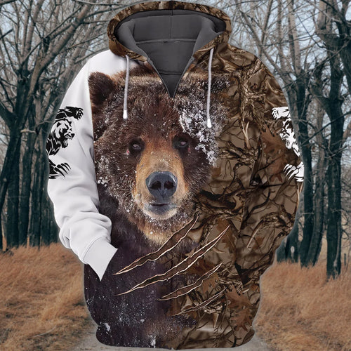 Black Bear Hunting - 3D Zipper Hoodie - 404 HNT0097