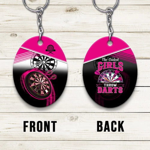 The Coolest Girls Throw Darts Keychain For Dart Team Player ORN0194