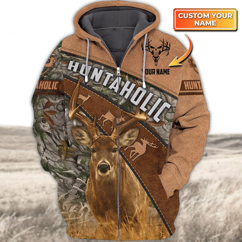 Huntaholic - Personalized Name 3D Zipper Hoodie - Nmd 123 HNT0077