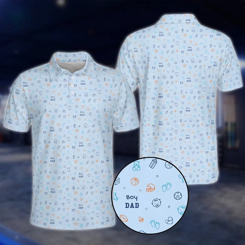 Boy Dad Blue Golf Polo Shirts For Men, Dad Golf Shirts For Father Day GOF0218
