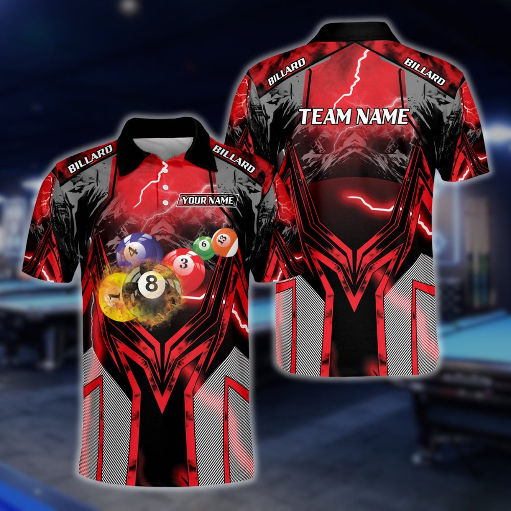 Custom Lighting Thunder Billiard Men Polo Shirts, Custom Pool Billiard Team Shirts BLD0226