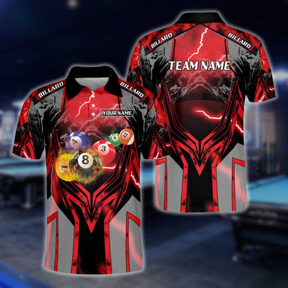 Custom Lighting Thunder Billiard Men Polo Shirts, Custom Pool Billiard Team Shirts BLD0226
