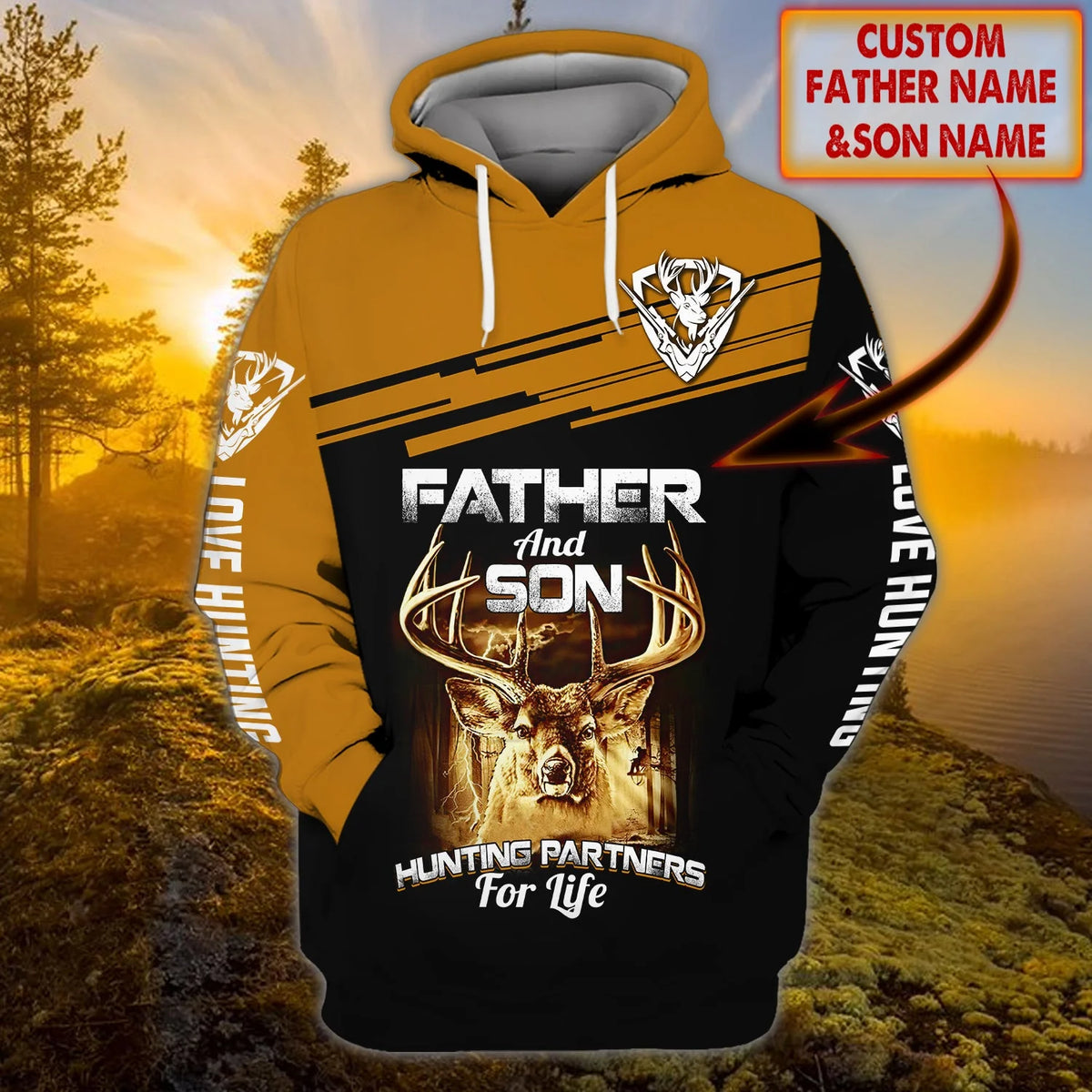 Father And Son Hunting - Personalized Name 3D Hoodie HNT0004