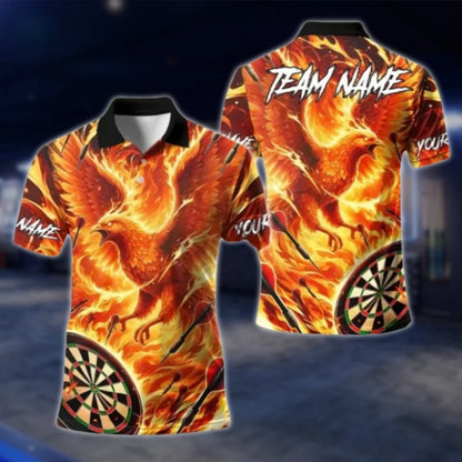 Custom Phoenix Flaming Darts Polo Shirt For Men, Custom Phoenix Dart Team Shirts DAT0368