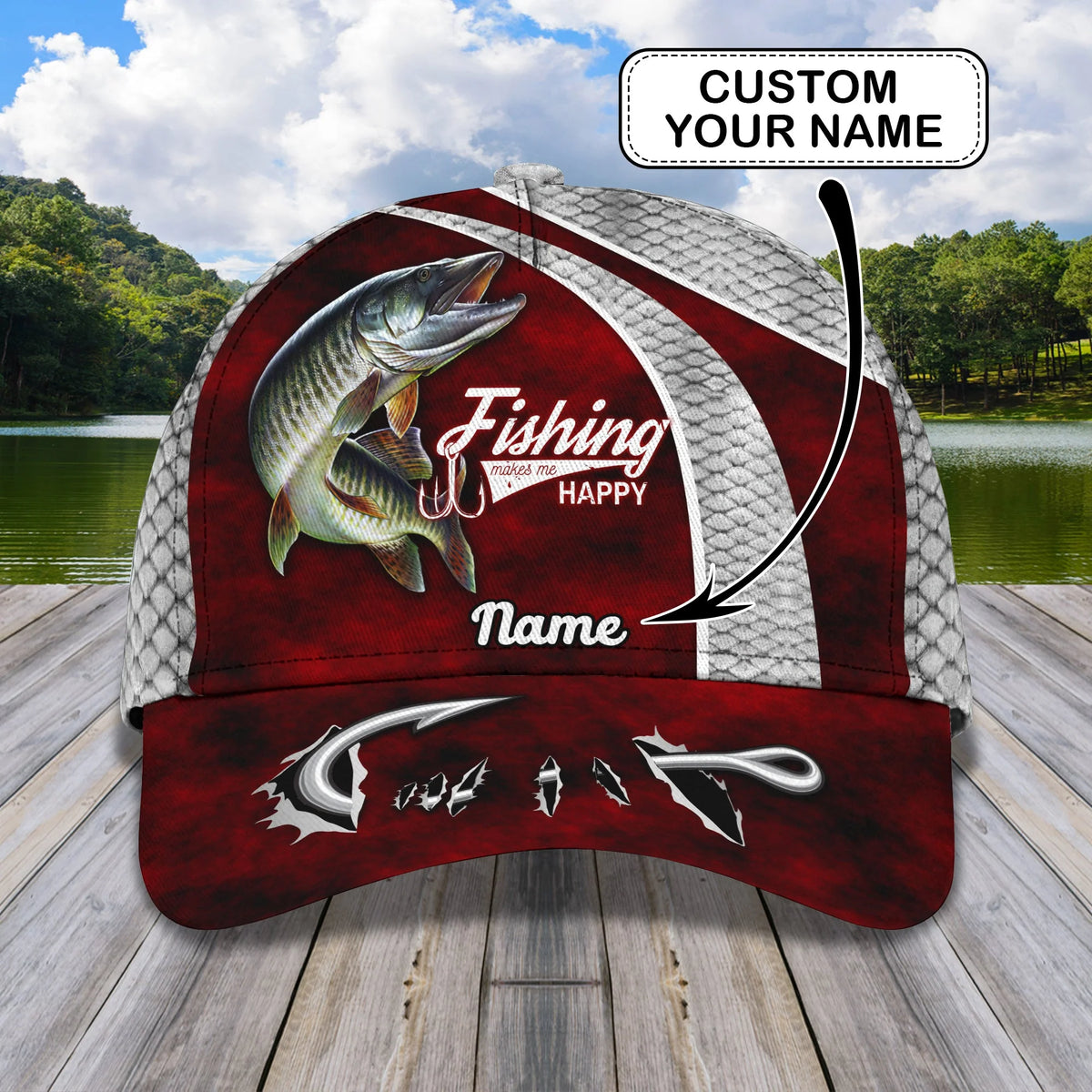 Musky Fishing - Personalize Name Cap  - Loop - Ntp-208 FISH0231