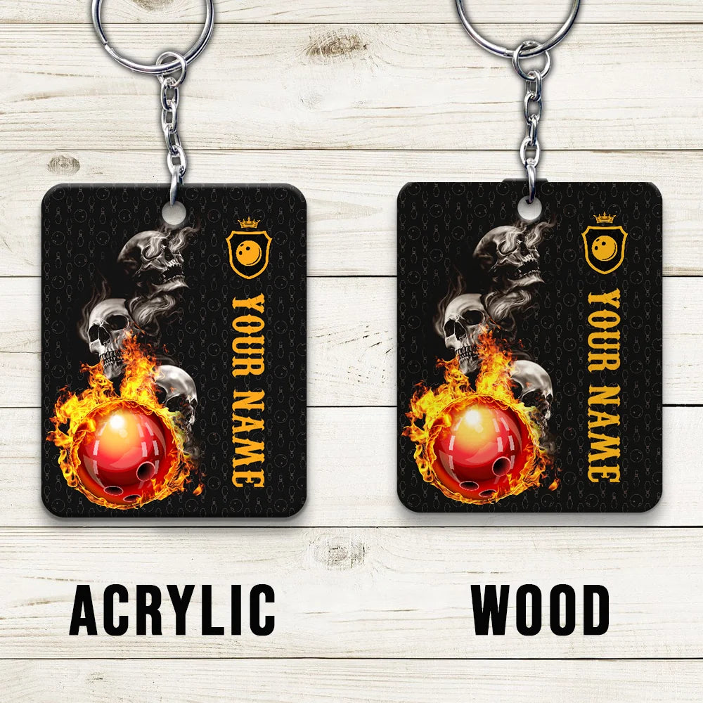 Bowling Skull Hello Darkness My Old Friend Personalized Name Keychain Gift For Bowler ORN0192
