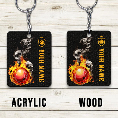 Bowling Skull Hello Darkness My Old Friend Personalized Name Keychain Gift For Bowler ORN0192