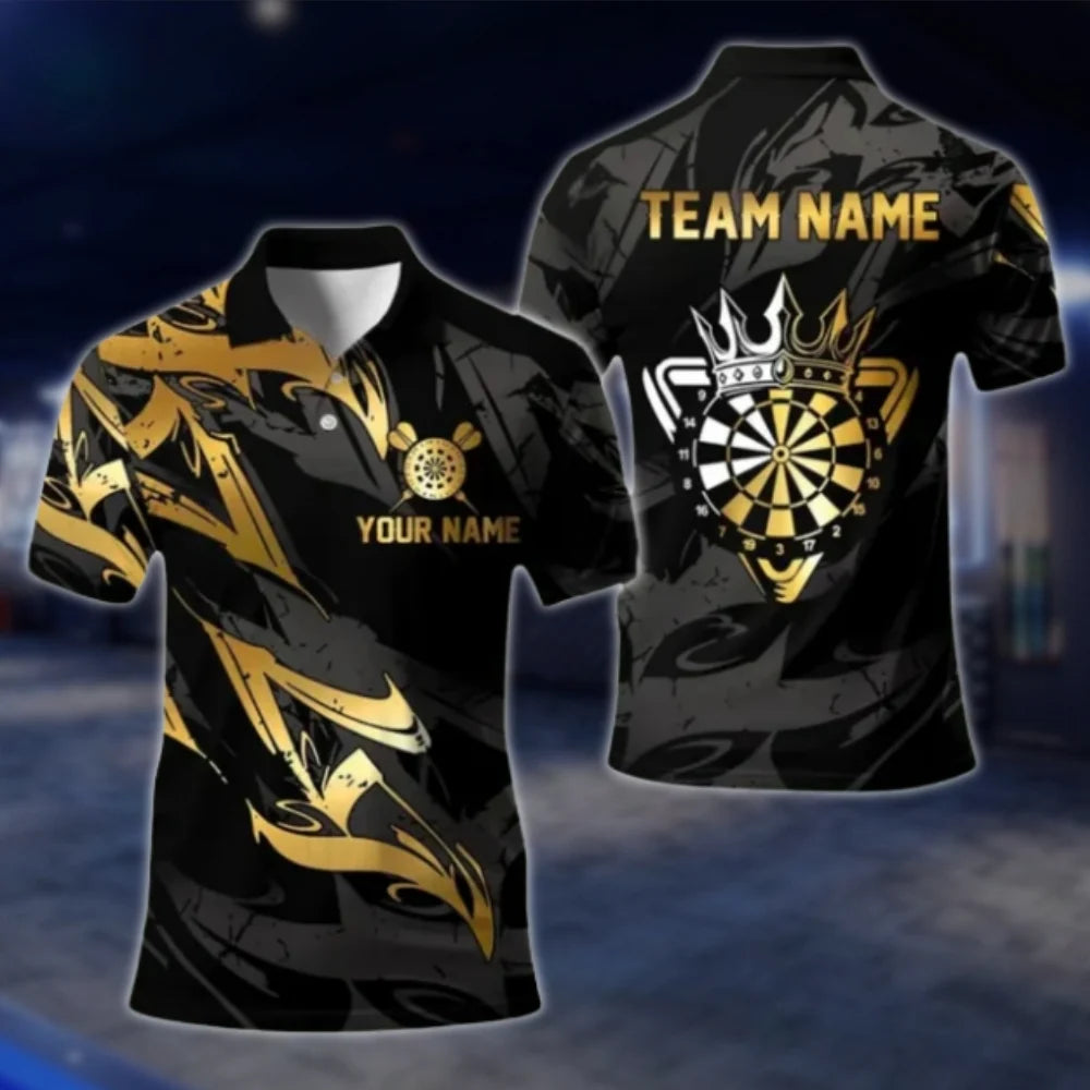Custom Team Golden Black Dart Polo Shirt For Men, Custom Dart Team Shirts DAT0419