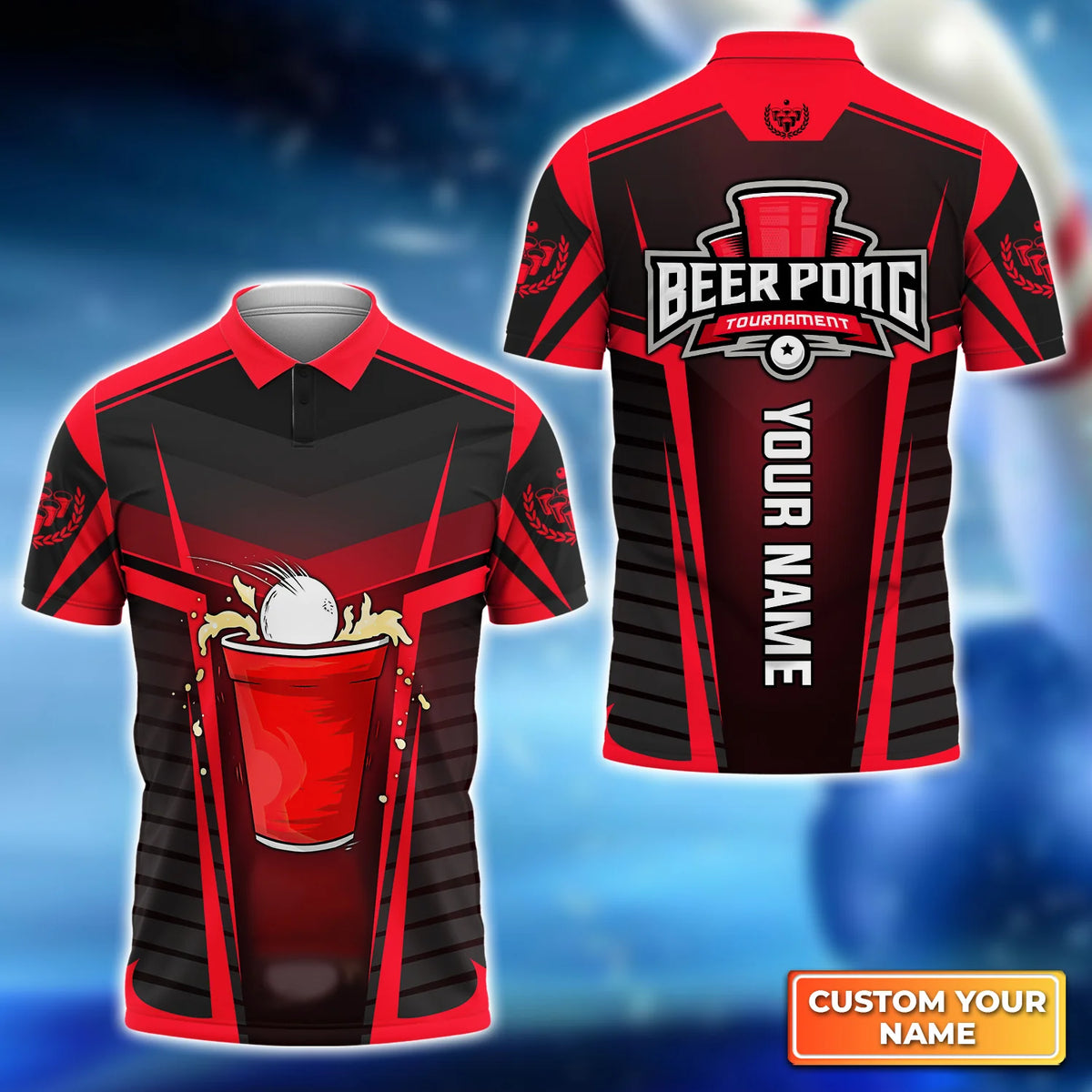 Beer Pong Personalized 3D Polo Shirt for Men Women Beer Pong Lovers, Gift for Beer Pong  Team Players, Custom Name Apparel ORN0262