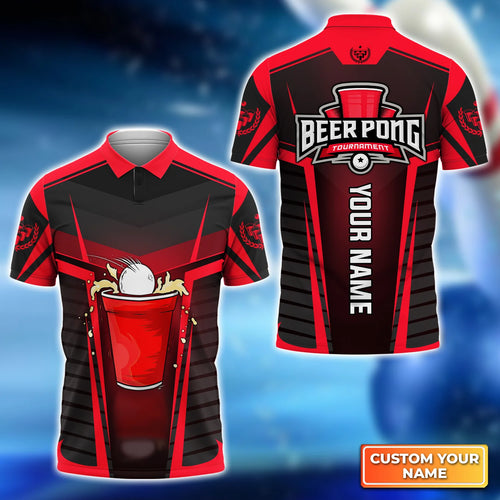 Beer Pong Personalized 3D Polo Shirt for Men Women Beer Pong Lovers, Gift for Beer Pong  Team Players, Custom Name Apparel ORN0262
