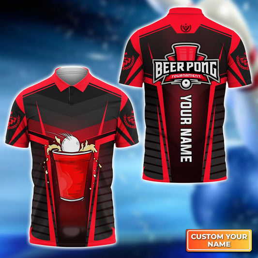 Beer Pong Personalized 3D Polo Shirt for Men Women Beer Pong Lovers, Gift for Beer Pong  Team Players, Custom Name Apparel ORN0262