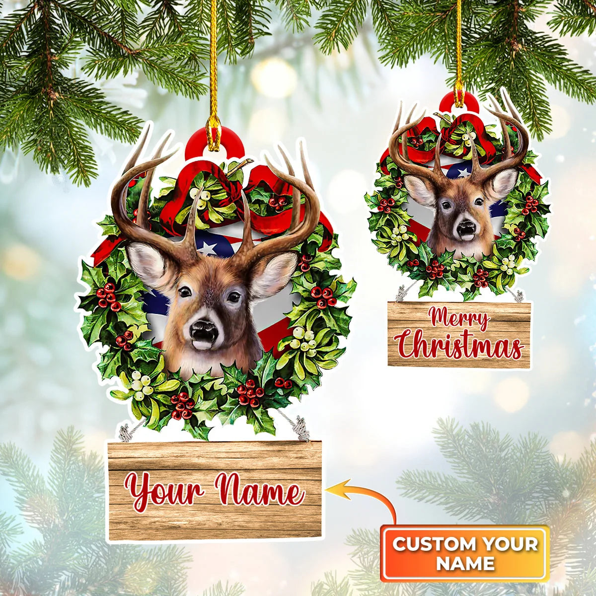 Custom Shaped Ornament - Deer Hunting Christmas - HN95 ORN0068