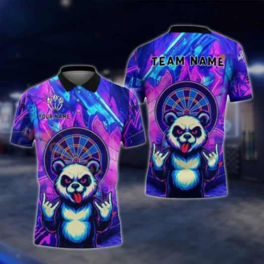 Custom Funny Panda Dart Mens Polo Shirt Purple, Custom Panda Dart Team Shirts DAT0326