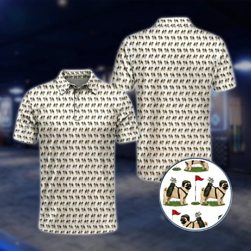 Men's Pug Dog Golf Polo Shirt, Pug Golf Shirt For Dog Lover GOF0051