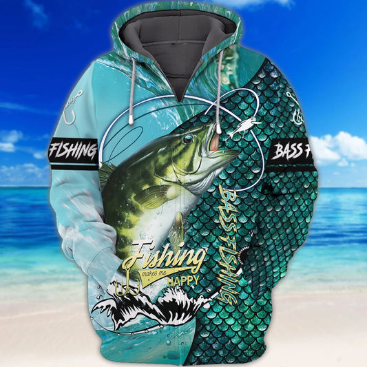 Bass Fishing 3D Full Print Shirts, Unique Design for Anglers, Perfect Gift for Bass Fishing Enthusiasts! FISH0027