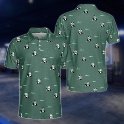 Panda Green Golf Polo Shirt For Men, Panda Lover Golf Shirt GOF0139