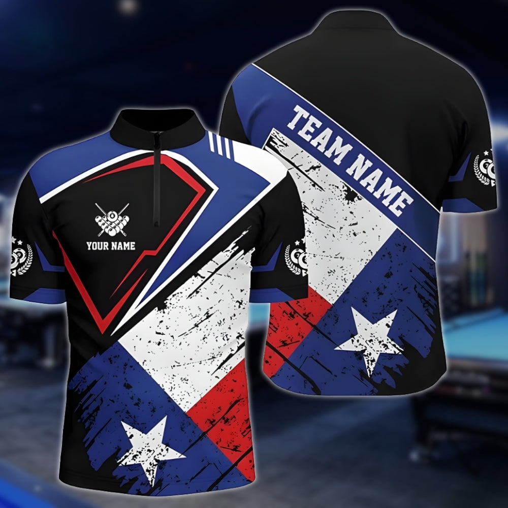 Custom Texas Flag Billiard Men Jersey, Custom Texas Patriotic Billiard Team Shirts BLD0200