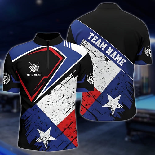 Custom Texas Flag Billiard Men Jersey, Custom Texas Patriotic Billiard Team Shirts BLD0200