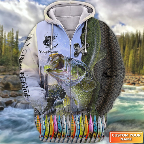 Bass Fishing And Fishing Tackle Personalized Name 3D Full Print Shirts FISH0065