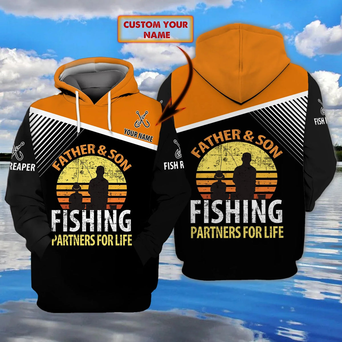 Father And Son Fishing - Personalized Name 3D Hoodie - Dah 58 FISH0238