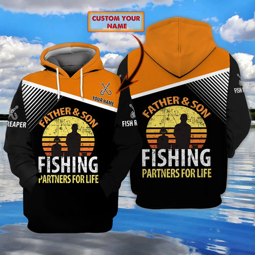 Father And Son Fishing - Personalized Name 3D Hoodie - Dah 58 FISH0238