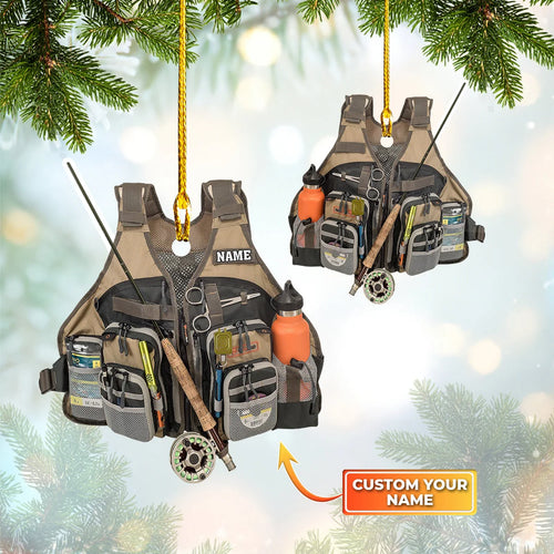 Fishing - Custom Shaped Ornament - Fishing Vest Orange Ornament 01 ORN0044