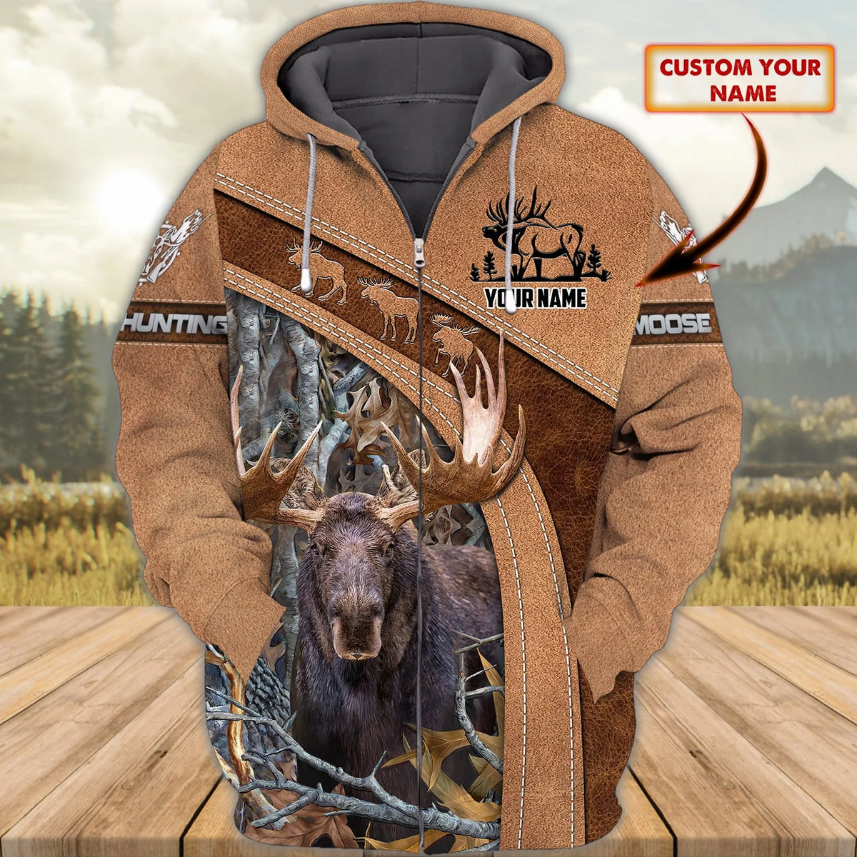 Moose Hunting - Personalized Name 3D Zipper Hoodie - 134 HNT0011