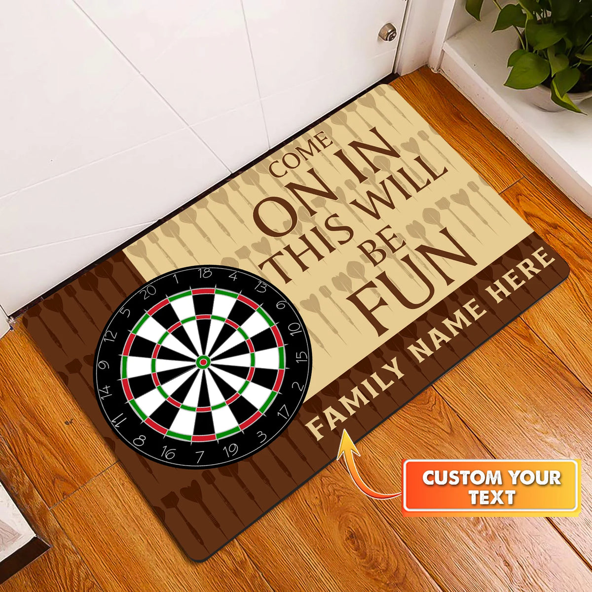 Come On In This Win Be Fun Personalized Doormat Gift For Darts Player ORN0159