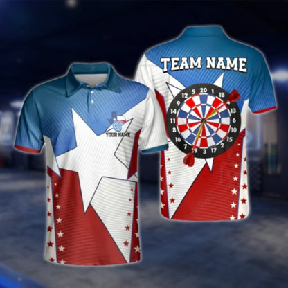 Texas Flag Personalized Mens Dart Polo Shirt, Custom Texas Darts Team Shirts DAT0265