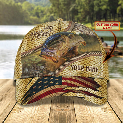 Bass Fishing 5 - Personalized Name Cap FISH0043