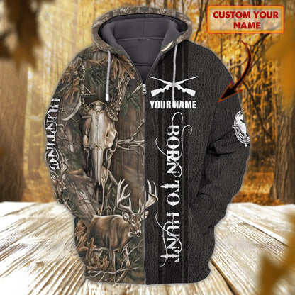 Born to Hunt 2 - Personalized Name 3D Zipper hoodie - _x0008_Vhv-zip-003 ORN0237