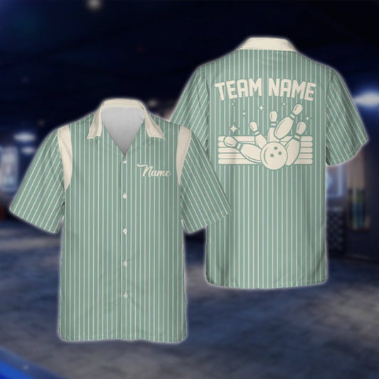 Custom Striped Bowling Hawaiian Shirt For Men And Women, Custom Team Bowling Shirts BE0065 BOW0331
