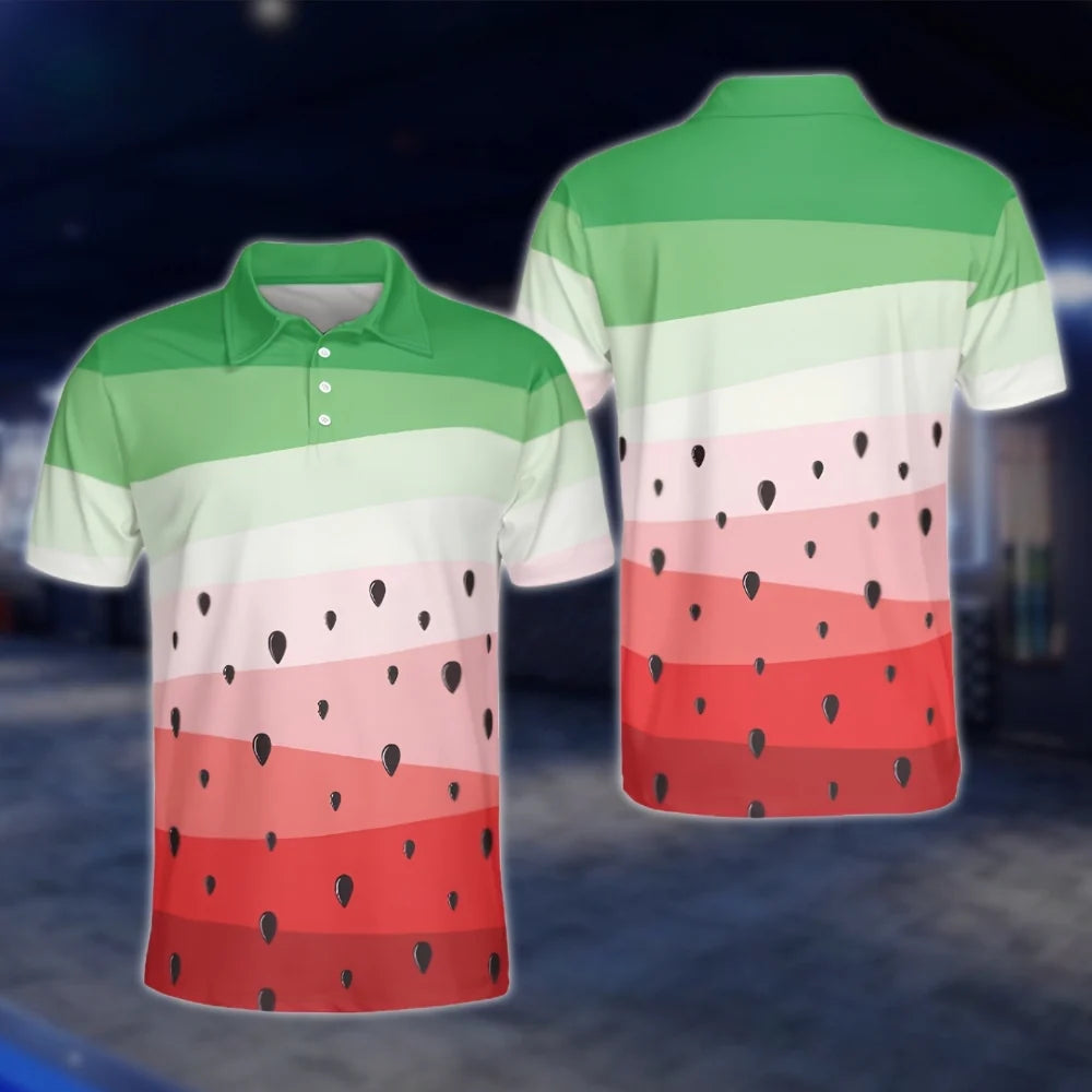 Men's Watermelon Golf Polo Shirts, Watermelon Lover Golf Shirts GOF0227