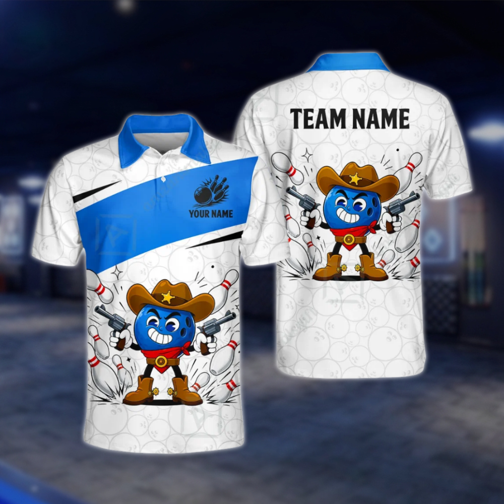 Personalized Cowboy Ball Bowling Polo Shirt Mens, Custom Western Bowling Shirts For Team BZ0776 BOW0131