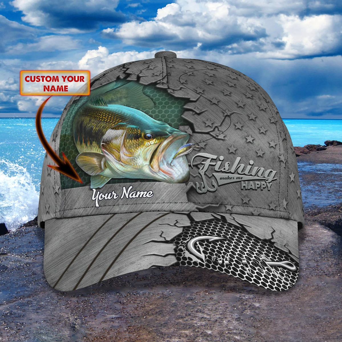 Fishing art- Personalize Name Cap  - ORN0250