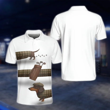 Dachshund Golf Polo Shirts For Men, Dachshund Lover Golf Shirts GOF0206