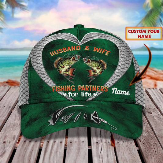 Husband & Wife Fishing Partners For Life - Personalized Name Cap 34 FISH0203