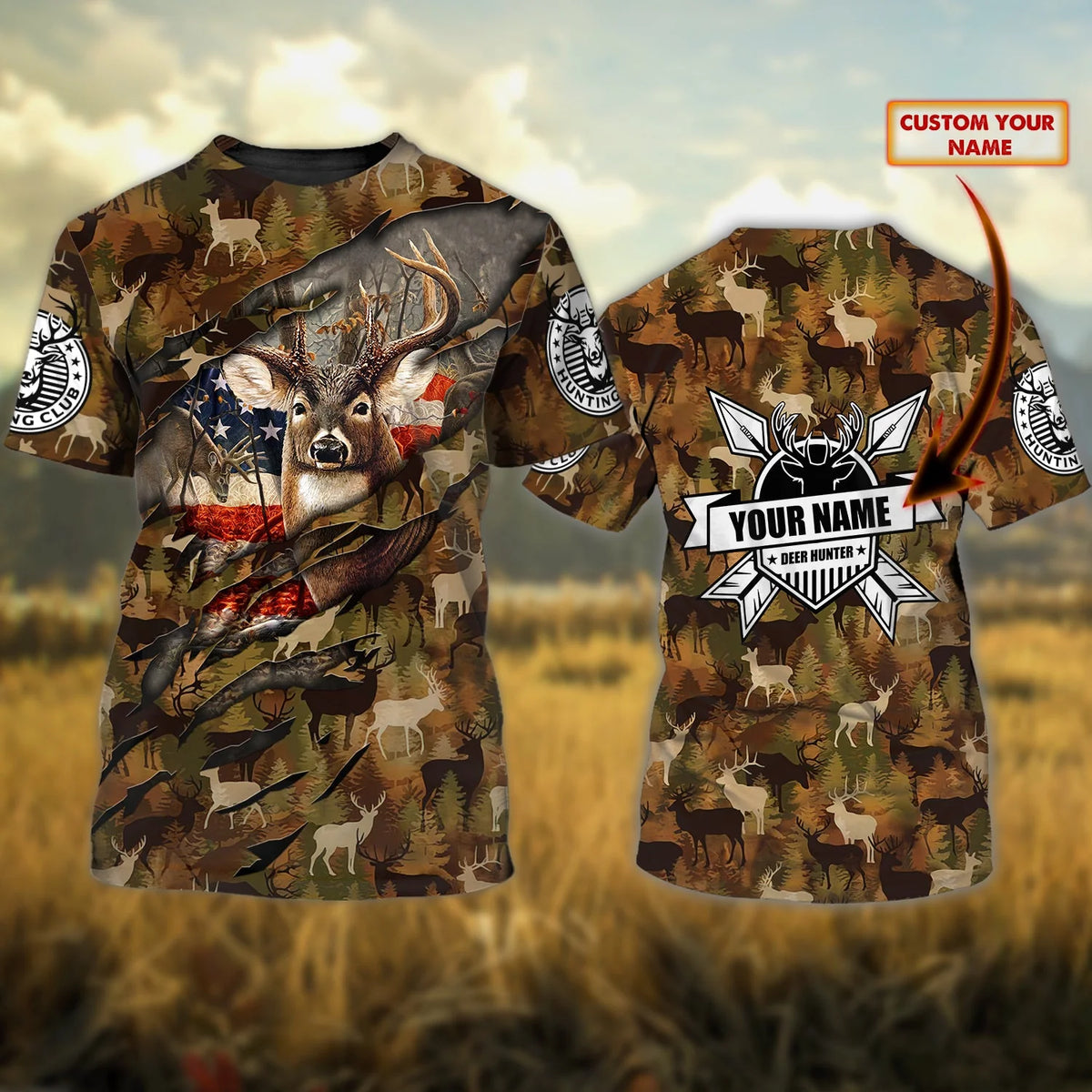 Deer hunting 2 - Personalized Name 3D Tshirt - Boom HNT0174