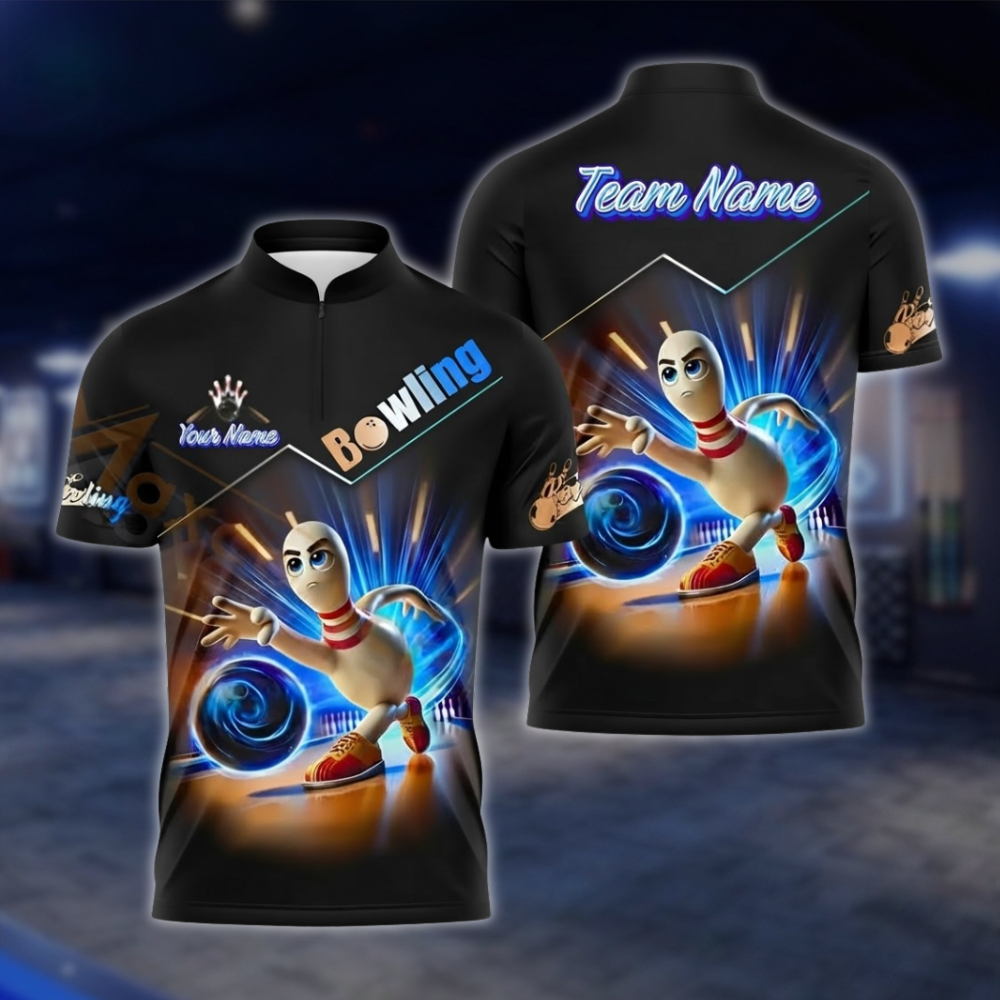 Personalized Funny Pins Mens Bowling Jersey, Custom Team Bowling Shirt BZ0930 BOW0006