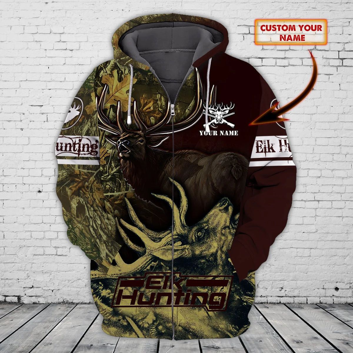 Elk Hunting - Personalized Name 3D Zipper hoodie - QB95 HNT0060
