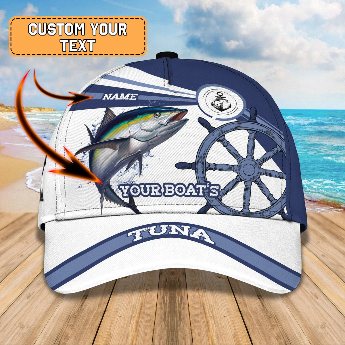 Tuna Ocean Fishing - Personalized Name Cap - Nt168 - Ct070 FISH0236