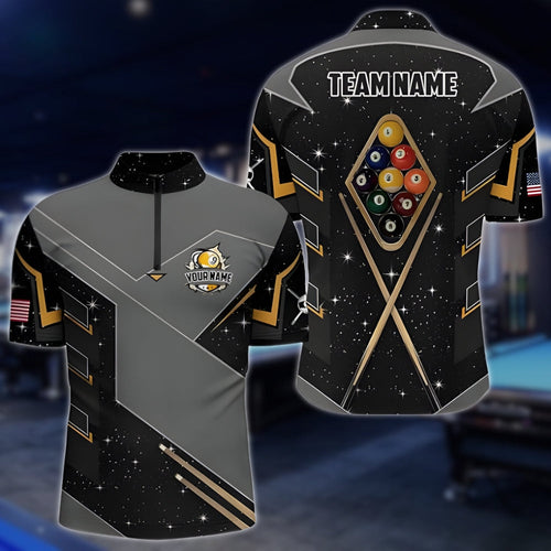 Custom Grey 9 Ball Billiard Team Jersey For Men, Custom Pool Billiard Team Shirts BLD0140
