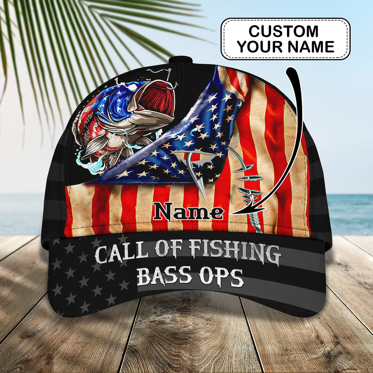Fishing 2 - Personalized Name Cap - Loop - H9h3-362 FISH0159