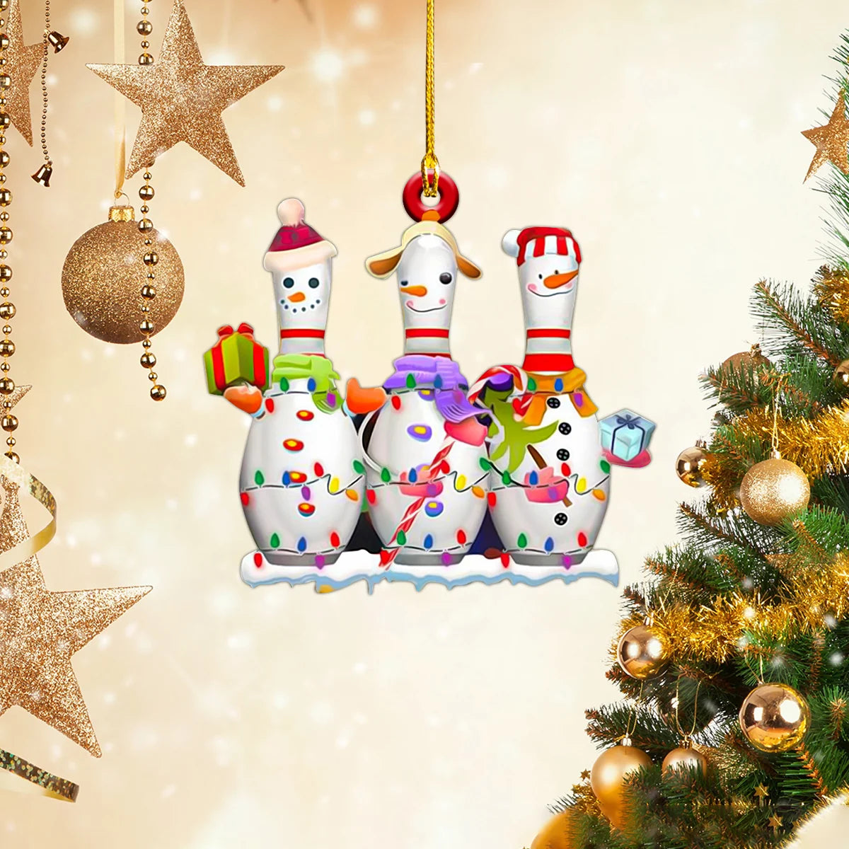 Good Looking Bowling Christmas Round Souvenirs Acrylic Christmas Tree Decoration ORN0091