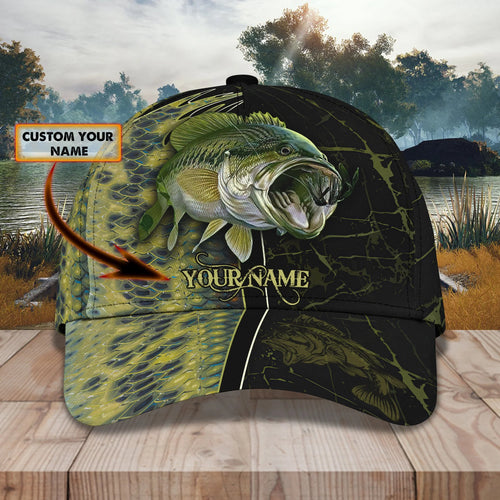Bass Fishing 3 - Personalized Name Cap FISH0214