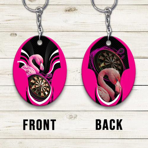 Pink Bullseye Dartboard  Flamingo And Darts Keychain For Dart Team Player ORN0195
